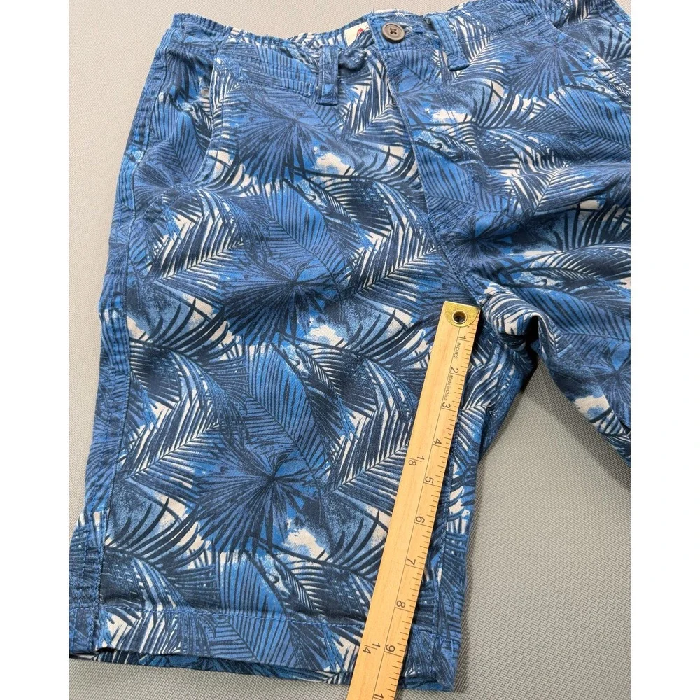 Arizona Jean Co Palm Leaf Tropical Shorts Blue Stretch Chino | Men's 29